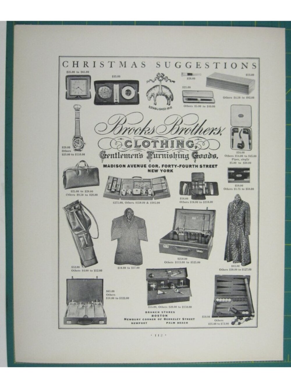 Print Ad Brooks Brothers Christmas Gentlemens Furnishings Goods New York AD 1930